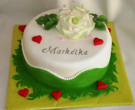 Bílo-zelený s růží